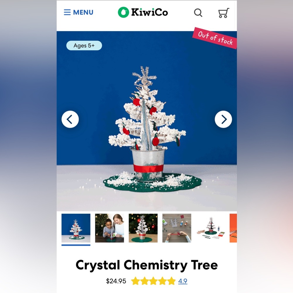 NWT KiwiCo Crystal Chemistry Tree - DIY STEAM Activity for Kids - Ages 5+